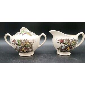 J & G Meakin Welcome Home Creamer Sugar Bowl Lid Autumn Leaves